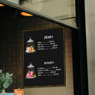 Affiche Menu Restauration Rapide Boissons Desserts sucré