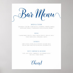 Affiche Menu Royal Blue Mariage Boissons