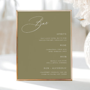 Affiche Menu simple Matcha Green Mariage Bar
