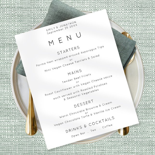 Affiche Menu Simple Texte noir blanc ou tout Mariage coule (Créateur téléchargé)
