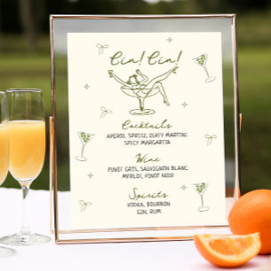 Affiche Menu Tini Bit Ancien Quirky Main Dessinée Annivers