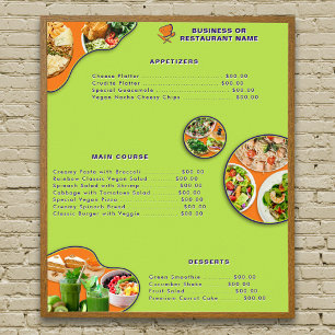 Affiche Menu végétalien de nourriture professionnelle oran