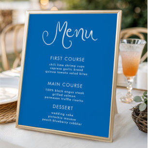 Affiche Menu Whimsical manuscrit bleu