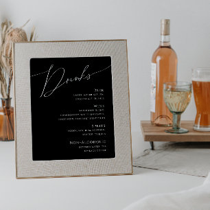 Affiche Menu Whimsical Minimal Script Black Mariage Boisso
