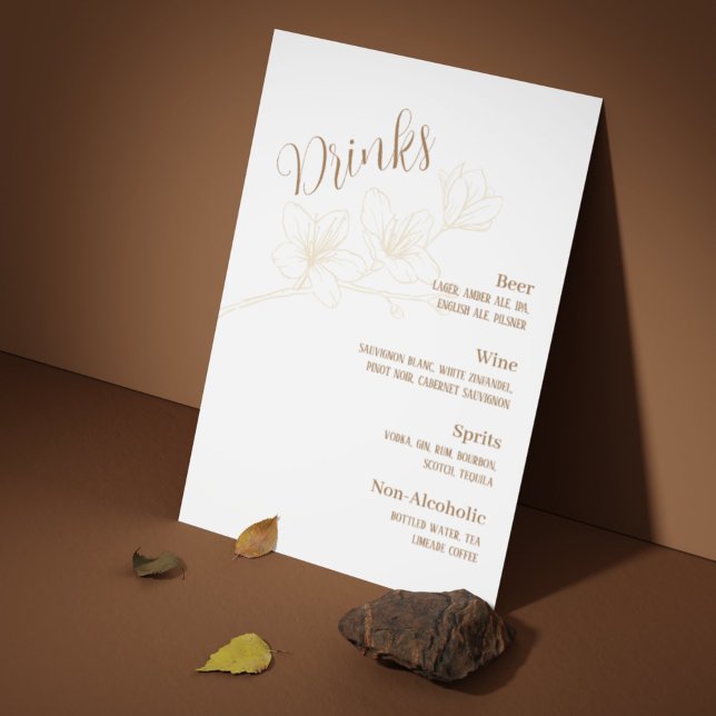 Affiche Menu Whimsical Minimalist Script Mariage Boissons (Cheers to Love: Whimsical Script Wedding Drinks Menu)