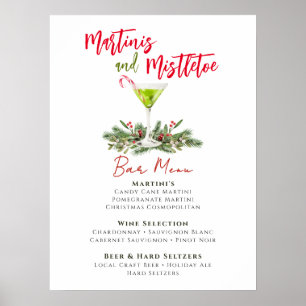 Affiche Menus de bar de fête de Martinis et Gui