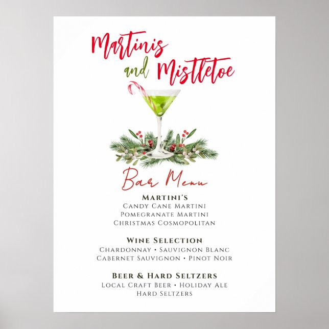 Affiche Menus de bar de fête de Martinis et Gui (Devant)