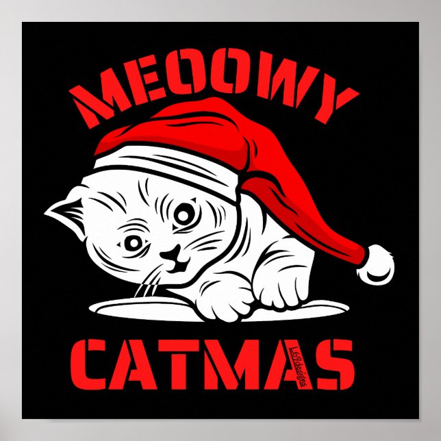 Affiche MEOOWY CATMAS drôle chat de Noël (Devant)