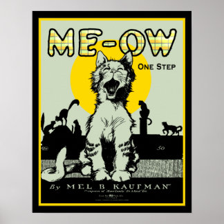 Affiche Meow Cat Art - Vintage