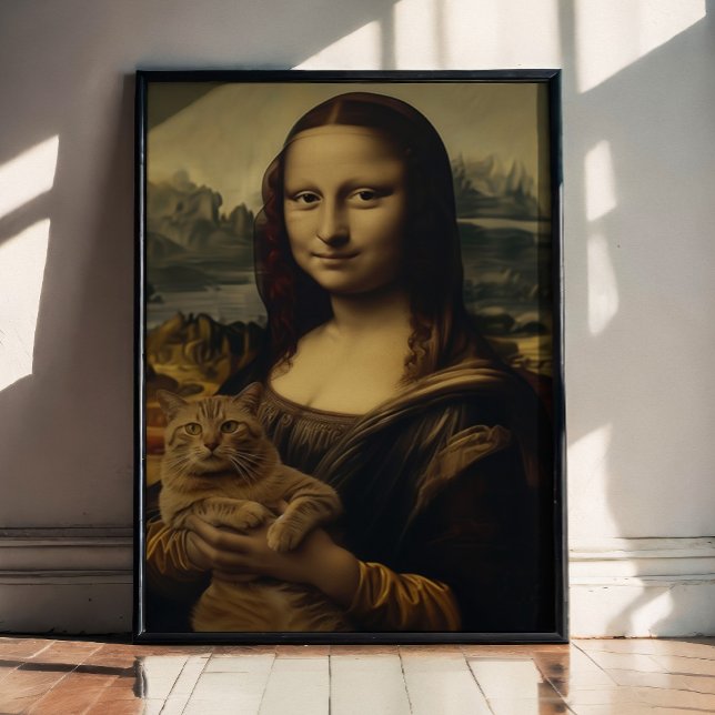 Affiche Meow Lisa (Ever wondered what’s the reason for that mysterious Mona Lisa smile? )