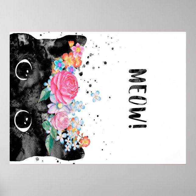 Affiche Meow Peeking Chat, Kitten Amoureux des chats Idée  (Devant)