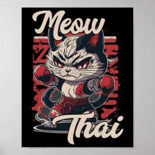 Affiche Meow Thai Fighter Chat Muay Thai Boxe Chat Pour Ho