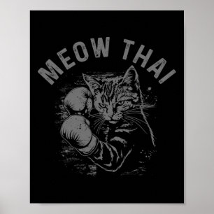 Affiche Meow Thai Funny Muay Thai Boxe Chat Arts Martiaux