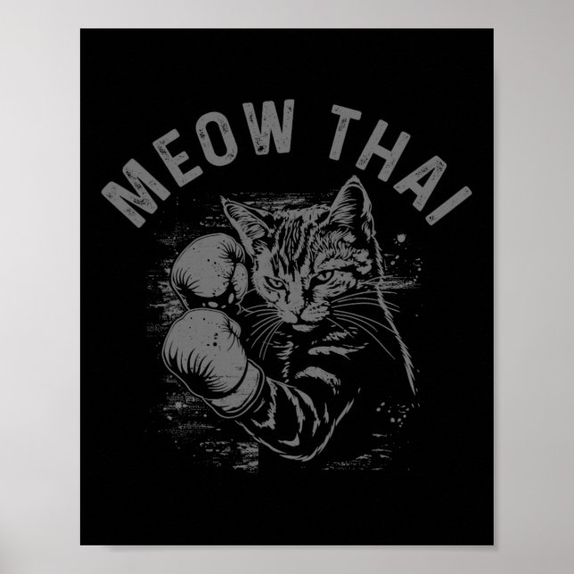 Affiche Meow Thai Funny Muay Thai Boxe Chat Arts Martiaux (Devant)