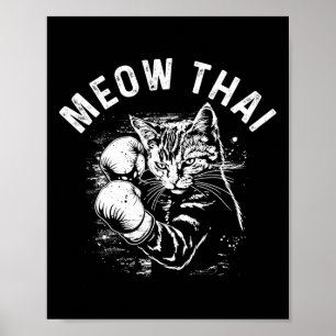 Affiche Meow Thai Funny Muay Thai Boxe Chat Arts Martiaux