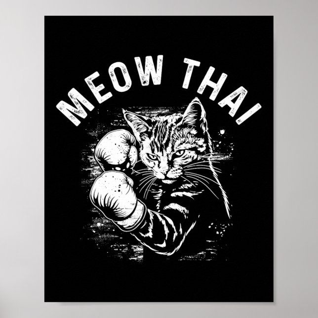 Affiche Meow Thai Funny Muay Thai Boxe Chat Arts Martiaux (Devant)