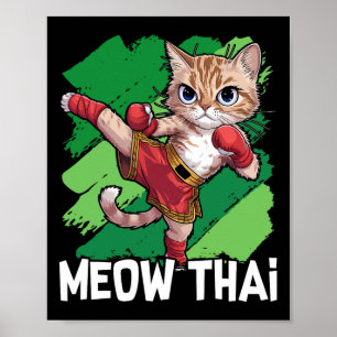 Affiche Meow Thai Funny Muay Thai Boxe Chat Arts Martiaux