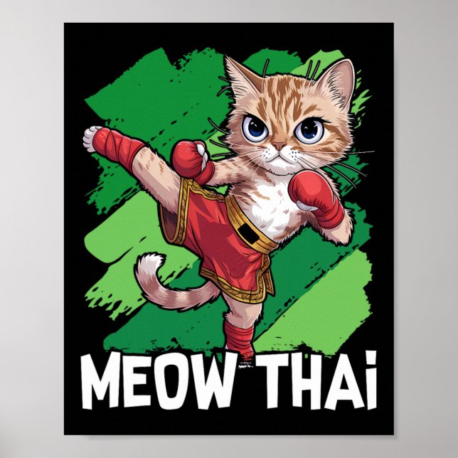 Affiche Meow Thai Funny Muay Thai Boxe Chat Arts Martiaux (Devant)