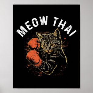 Affiche Meow Thai Funny Muay Thai Boxe Chat Arts Martiaux