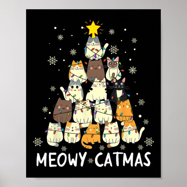 Affiche Meowa Catmas Chat Noël Arbre de Noël Filles Garçon (Devant)