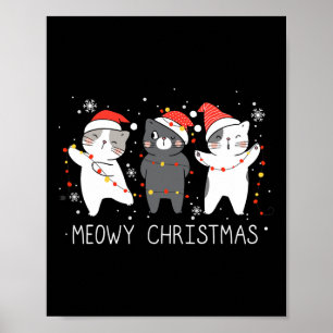 Affiche Meowa Catmas Chat Noël Cute Chats Lover Père Noël 