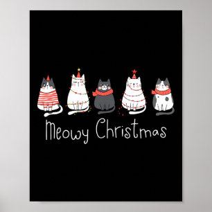 Affiche Meowa Catmas Chat Noël Cute Chats Lover Père Noël