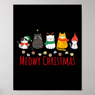 Affiche Meowa Catmas Cute Kitten Chat Santa Hat Noël Vacan