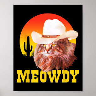 Affiche Meowdy ! Funny Country Music Chat Cowboy Casquette