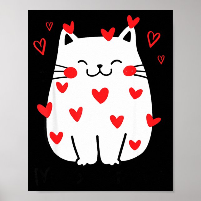 Affiche Meowentine Cute Cat Valentines Day Heart Meow Kitt (Devant)