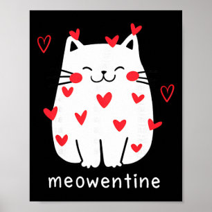 Affiche Meowentine Mignon Chat Coeur Fête Des Amoureux Cha