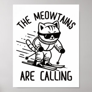 Affiche Meowest appelé Drôle Ski Chat Snow Ski Lo