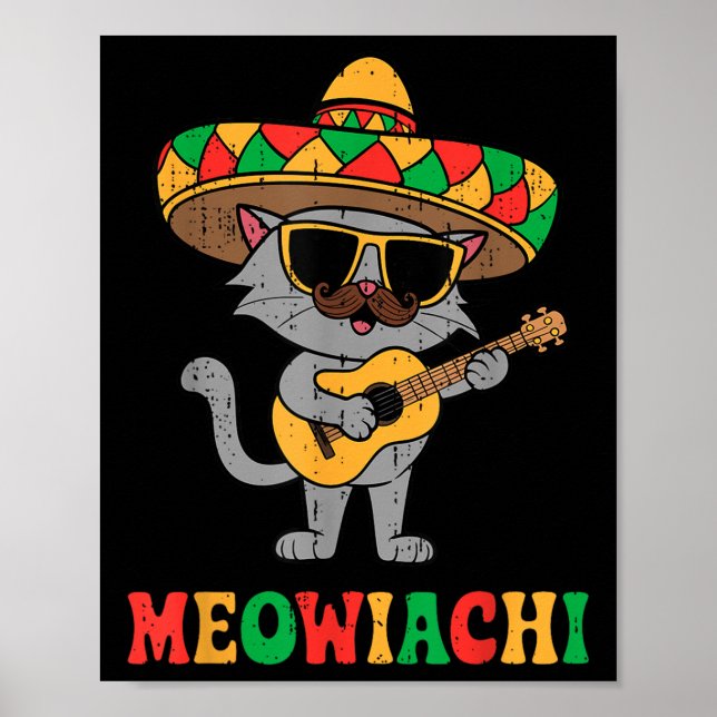 Affiche Meowiachi Chat Mariachi Funny Cinco De Mayo Mexiqu (Devant)