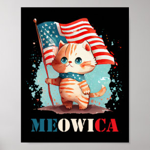 Affiche Meowica Chat Pour 4 juillet Etats-Unis Patriotique
