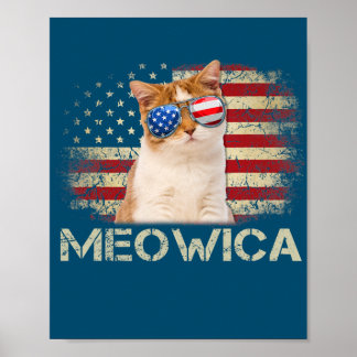Affiche Meowica Chat Quatrième 4 juillet Patriotique USA