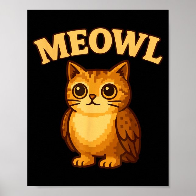 Affiche Meowl - Funny Meow Cat Owl Brainrot Meme Teen Kids (Devant)