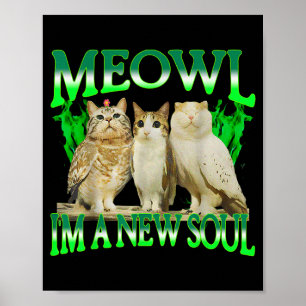 Affiche Meowl une nouvelle âme chat hibou drôle chat mème