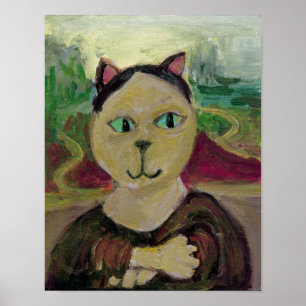 Affiche Meowna Mona Lisa Plaisante Classique Peinture Chat