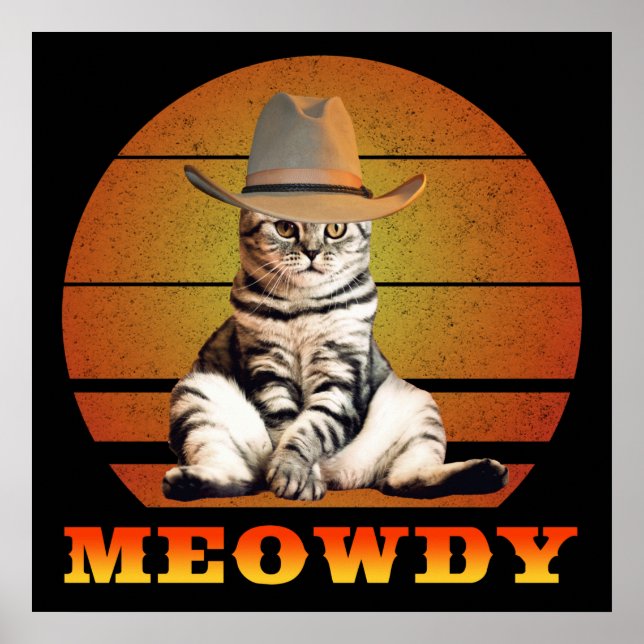 Affiche Meowny Funny Cowboy Chat (Devant)