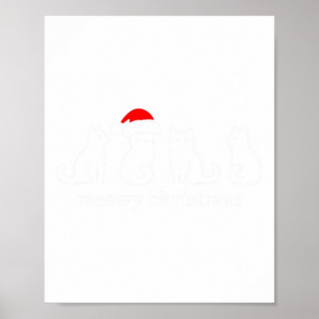 Affiche Meowo Catmas Chat Noël Cute Kitten Chats Père Noël (Devant)