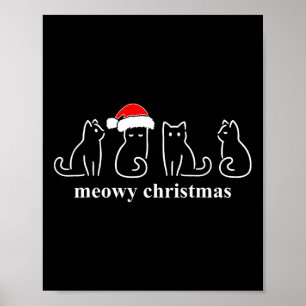 Affiche Meowo Catmas Chat Noël Cute Kitten Chats Père Noël