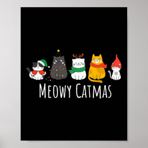 Affiche Meowo Catmas Cute Chat Santa Hat Noël Kitten X