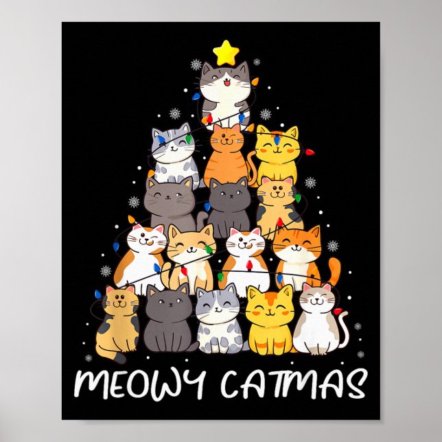 Affiche Meowy Catmas Cat Christmas Tree Merry Catmas Boys  (Devant)