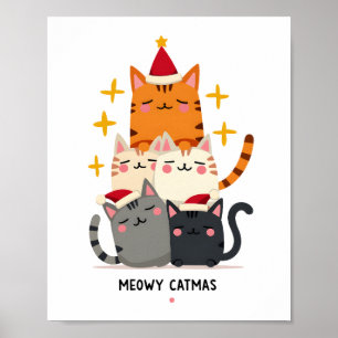 Affiche Meowy Catmas Chat Noël Arbre de Noël Xmas (3)