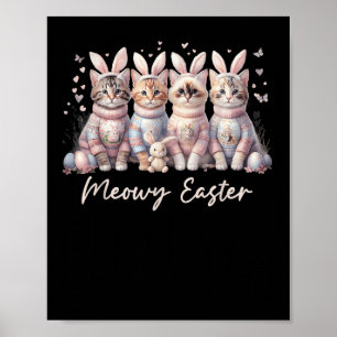 Affiche Meowy Pâques Joyeux Bunny Chats de Pâques Animaux