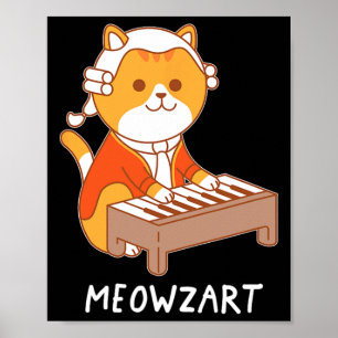 Affiche Meowzart Cat Pun Clical Music Piano Funny