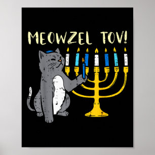 Affiche Meowzel Tov Chat Juif Drôle Hanukkah Chanukah Pjs