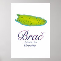 Mer Adriatique de Brač, Croatie carte
