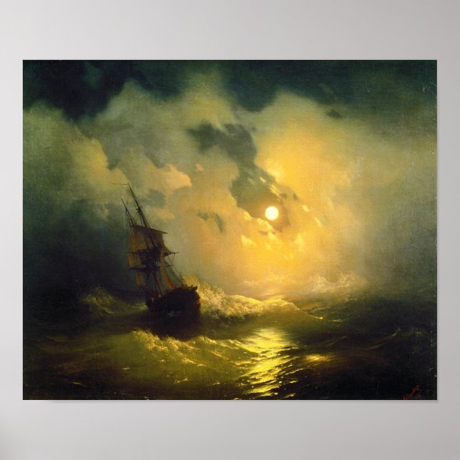 Affiche Mer agitée la nuit, Aivazovsky (Devant)