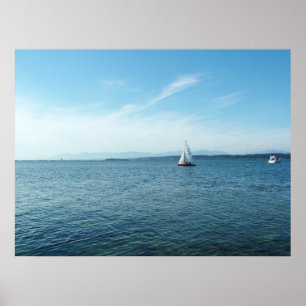 Affiche mer, bateaux et ciel