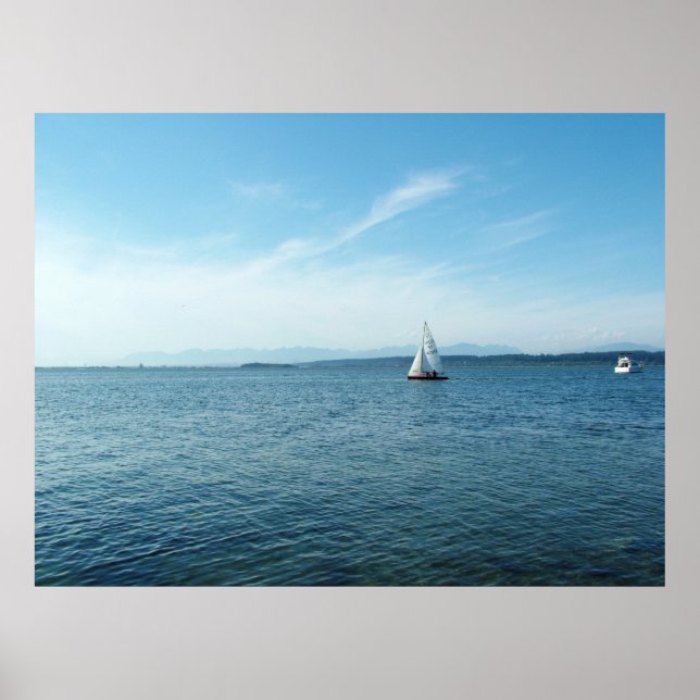 Affiche mer, bateaux et ciel (Devant)